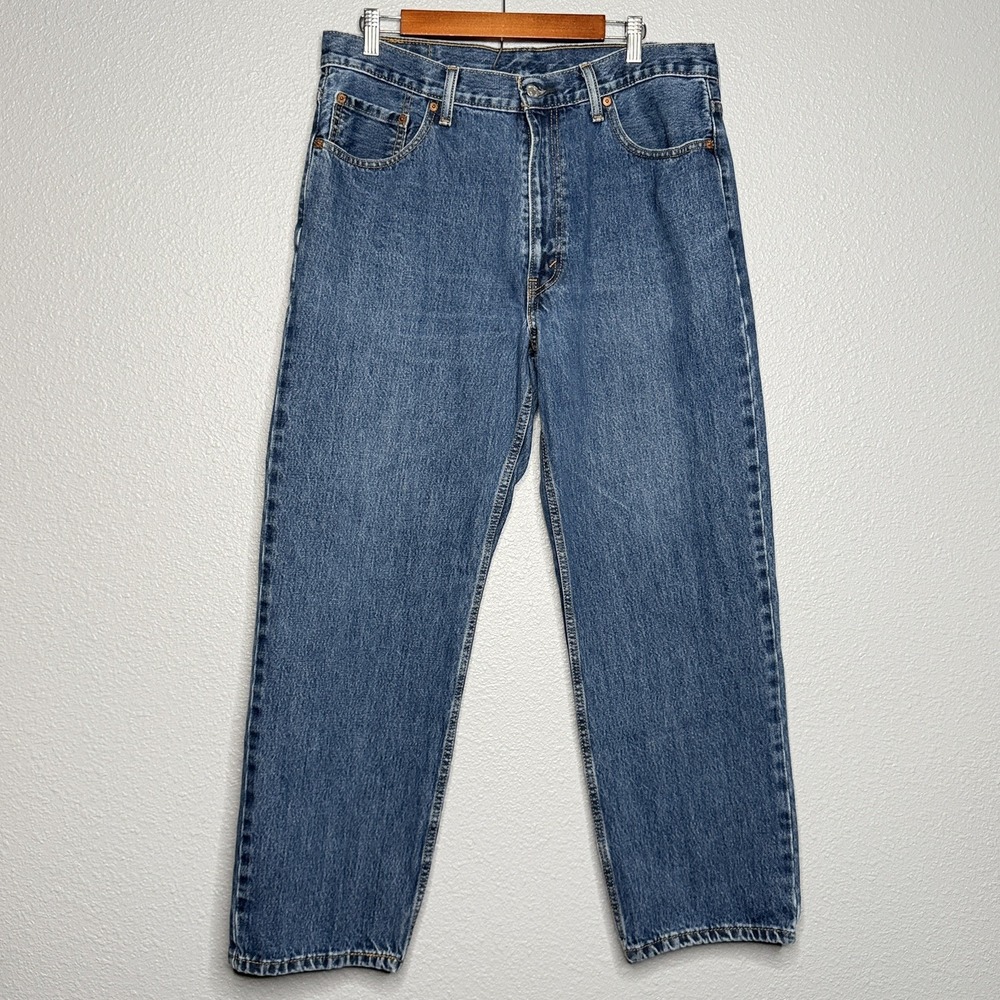 Levis 550 Mens 36x30 Relaxed Fit Tapered Leg Jeans Medium Wash Blue Denim
